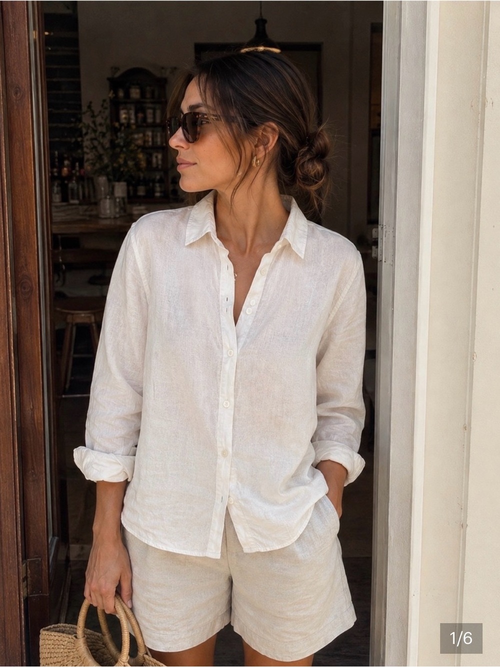 Joie White Linen Button-Down Shirt